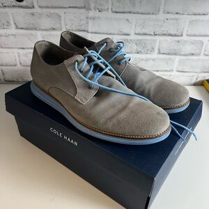 Cole Haan Men's Gray Suede Oxfords with Blue Accents